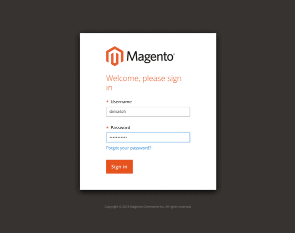 Login to Magento2 backend